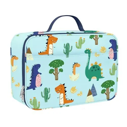 Produktbild: Clastyle Grün Dinosaurier Welt Isolierte Lunchtasche Kinder, Tyrannosaurus Rex Klein Kühltasche für Jungen Mädchen, Wasserdichte Brotzeittasche für Picknick Schulen
