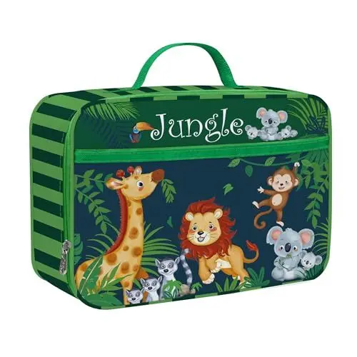 Produktbild: Clastyle Grün Löwe Giraffe Isolierte Lunchtasche Kinder, Lion Koala Klein Kühltasche für Jungen Mädchen, Wasserdichte Brotzeittasche für Picknick Schule