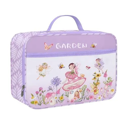 Produktbild: Clastyle Lila Elf Pilzhaus Isolierte Lunchtasche Kinder, Lion Koala Klein Kühltasche für Mädchen, Wasserdichte Brotzeittasche für Picknick Schulen