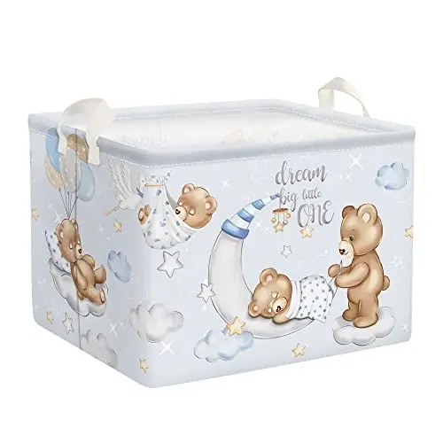 Produktbild: Clastyle Niedlich Schlafen Spielen Tiere Kinder Würfel Aufbewahrungskorb Wasserdicht Rechteckig Stoff Regalkörbe Kleidung Spielzeug Aufbewahrungsbox für Jungen Mädchen (40*30*30 cm, Schlafbär)
