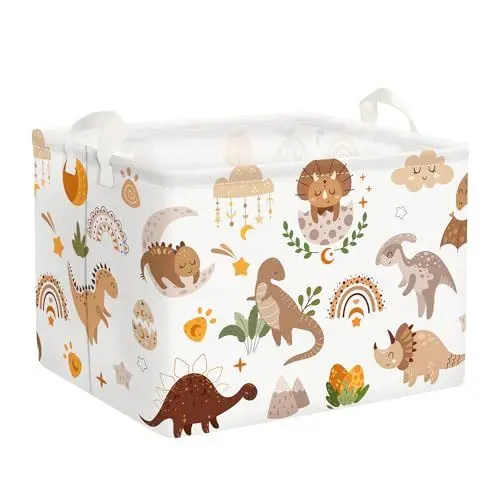 Produktbild: Clastyle Niedlich Boho Dinosaurier Junge Mädchen Würfel Aufbewahrungskorb für Babyzimmer Tropisches Wasserdicht Rechteckig Stoff Regalkörbe Kleidung Spielzeug Kinder Aufbewahrungsbox, 40x30x30 cm
