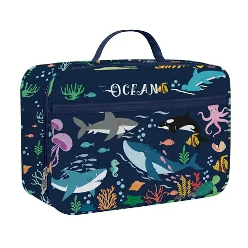 Produktbild: Clastyle Blau Haie Isolierte Lunchtasche Kinder, Lion Koala Klein Kühltasche für Jungen, Wasserdichte Brotzeittasche für Picknick Schulen