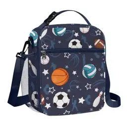 Produktbild: Clastyle Sport Bälle Isolierte Lunchtasche Kinder mit Flaschenhalter, Schwarz Kühltasche Klein Schulen Tragbar für Jungen
