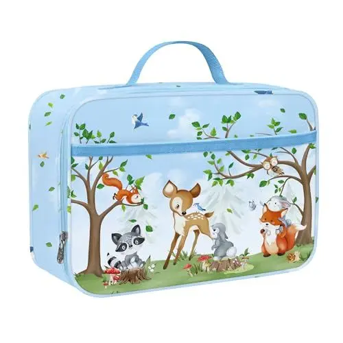 Produktbild: Clastyle Blaues Baum Hirsch Isolierte Lunchtasche Kinder, Lion Koala Klein Kühltasche für Jungen Mädchen, Wasserdichte Brotzeittasche für Picknick Schule