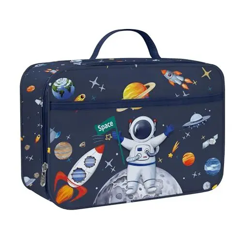 Produktbild: Clastyle Blau Weltraum Astronaut Isolierte Lunchtasche Kinder, Lion Koala Klein Kühltasche für Jungen, Wasserdichte Brotzeittasche für Picknick Schulen