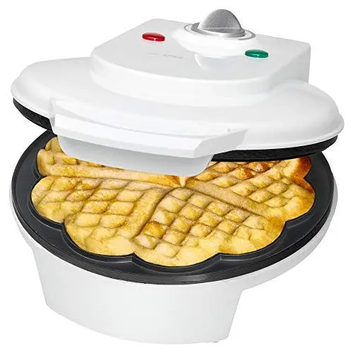 Produktbild: Clatronic® Waffeleisen Herzform | Antihaftbeschichtung | mit großen Backflächen | ⌀ 18 cm | stufenlos regelbarer Bräunungsgrad | Herzwaffeleisen | Waffle Maker | Waffelmaker | WA 3491 weiß