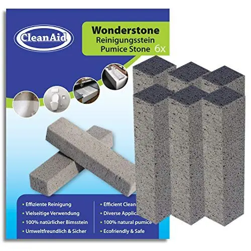 Produktbild: CleanAid Wonderstone - 6 Stück Bimsstein Toilettenreiniger ohne Griff- Reinigungsstein, Kalkentferner für Bad, Küche, Rost, Fliesen, Urinsteinentferner, Putzstein