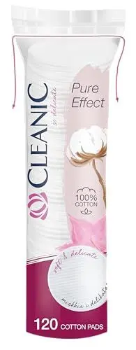 Produktbild: Cleanic Pure Effect Wattepads - 100% Baumwolle - Fusselfrei - Effektive Reinigung - Komfort bei der Reinigung von Gesicht und Augenpartie - für empfindliche Haut - 1080 Stück - 9x120 Stück