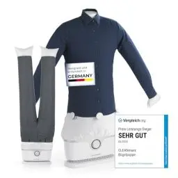 Produktbild: CLEANmaxx Automatischer Hemden-Bügler zum Trocknen und Glätten von Hemden & Blusen inklusive Aufsatz für Hosen | Die innovative und schonende Art, Ihre Wäsche zu glätten