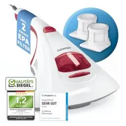 Produktbild: CLEANmaxx Milbensauger | Effektive Allergenbekämpfung und Sterilisation in einem durch UV-C-Licht und Feinstaubfilter | Chemiefrei und sicher für Bett, Matratze etc. | Waschbarer Feinstaubfilter