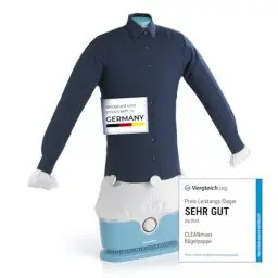 Produktbild: CLEANmaxx automatischer Hemdenbügler PRO | Ersetzt Bügeleisen, Bügelbrett, Dampfglätter und Steamer | Bügelgerät mit Bügelpuppe für Hemden, Blusen & Shirts | innovativ & effizient