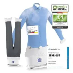 Produktbild: CLEANmaxx automatischer Hemdenbügler mit Dampffunktion inklusive Hosenaufsatz | Innovativer Bügler für Hemden & Blusen, Bügelautomat | Schonender als Wäschetrockner und Bügeleisen
