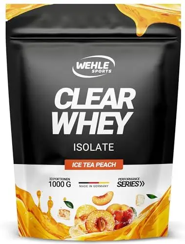 Produktbild: Clear Whey Protein Pulver 1 kg - Isolate Proteinshake aus hochwertigem Molkenprotein Isolat - Eiweiß Shake Proteinpulver mit hohem Eiweiss Gehalt