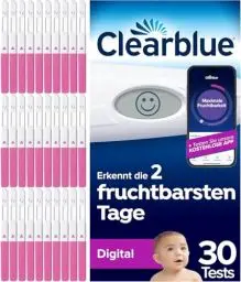 Produktbild: Clearblue Kinderwunsch Ovulationstest-Kit Digital, Bestimme Ihre 2 Tage maximaler Fruchtbarkeit, 1 Testhalterung Digital und 30 Tests, Teste die KOSTENLOSE Clearblue Perioden- & Zyklus-Tracker-App
