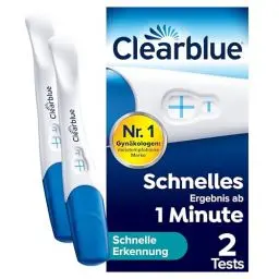Produktbild: Clearblue Schwangerschaftstest Schnelle Erkennung, 2x Pregnancy Test, über 99 % zuverlässig mit FloorguardTM Technology, Ergebnis innerhalb von 1 Minute
