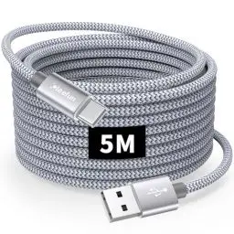 Produktbild: CLEEFUN USB C Kabel 5M, Lang Ladekabel USB C auf USB, 3A Schnellladekabel für PS5 Controller, für Samsung Galaxy S24 S23 S22 S21 S20 S10, A15 A14 A13 A55, für iPhone 15/16/15 Pro Max, Tablet usw