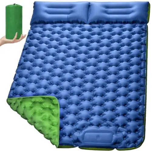 Produktbild: Clefivie Campingmatratze, selbstaufblasende Matratze für 2 Personen, Luftmatratze Camping mit Kissen & Fußpumpe, Schlafmatte, Wandermatratze, ultraleicht, Campingmatratze für Reisen