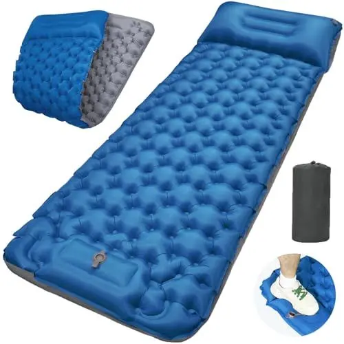 Produktbild: Clefivie Selbstaufblasende Isomatte Mit Fußpresse Pumpe - Ultraleichte Luftmatratze für Camping, Wandern, Backpacking und Zelt