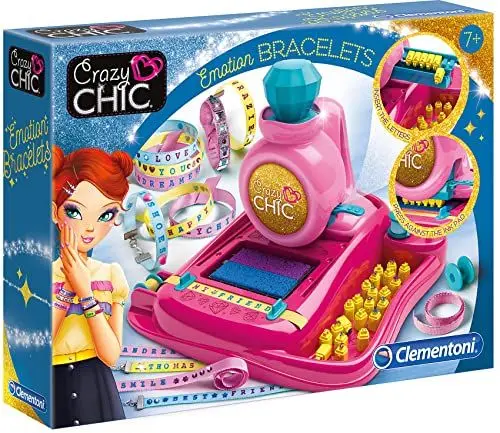Produktbild: Clementoni 15239 Crazy Chic – Emotions-Armbänder, Kinderschmuck zum Selbermachen & Personalisieren, DIY Freundschaftsarmbänder, farbenfrohe Accessoires für Kinder ab 7 Jahren