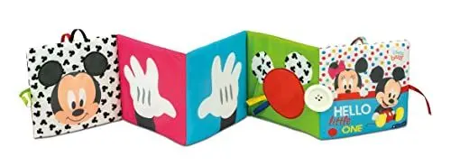Produktbild: Clementoni 17721 Disney Baby – Stoff-Buch, vielseitiges Babyspielzeug für unterwegs, Bilderbuch mit Knisterelementen und Quietscher, für Neugeborene ab 0 Monaten