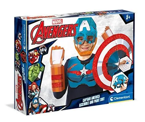 Produktbild: Clementoni 18610 Kreativspiele – Captain America Maske, farbenfrohes Bastelset, Kinderkostüm im Marvel Superhelden Stil mit Zubehör aus Pappe, für Kinder ab 5 Jahren