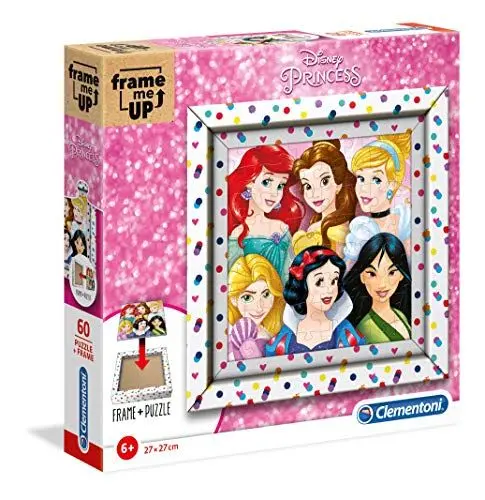 Produktbild: Clementoni 38805 Frame me up Princess – Puzzle 60 Teile ab 4 Jahren, buntes Kinderpuzzle inkl. Rahmen aus Karton, zum Aufhängen ohne Kleber, Geschicklichkeitsspiel für Kinder