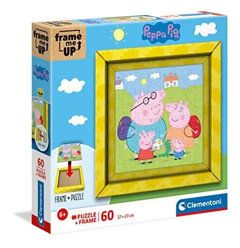 Produktbild: Clementoni 38809 Frame me up Peppa Pig – Puzzle 60 Teile ab 4 Jahren, buntes Kinderpuzzle inkl. Rahmen aus Karton, zum Aufhängen ohne Kleber, Geschicklichkeitsspiel für Kinder