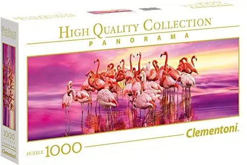 Produktbild: Clementoni 39427 Tanz der Flamingos – Puzzle 1000 Teile, Panorama Puzzle, Geschicklichkeitsspiel für die ganze Familie, Erwachsenenpuzzle ab 14 Jahren