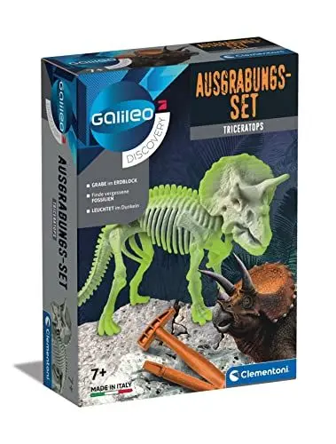 Produktbild: Clementoni 59273 Galileo Discovery – Ausgrabungs-Set Triceratops, spannendes Spielzeug für Kinder, Ausgraben von Dinosaurier-Fossilien, für kleine Forscher ab 7 Jahren