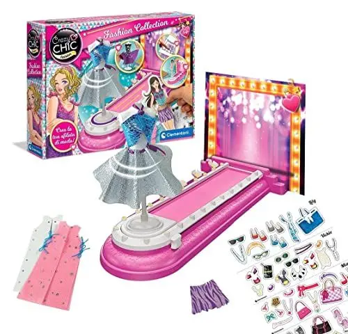 Produktbild: Clementoni Crazy Chic Mode-Kollektion Kreativspielzeug - Modedesign Set mit Laufsteg, Models, Kleidern & Stoffen für Kinder Ab 7 Jahren - 18666