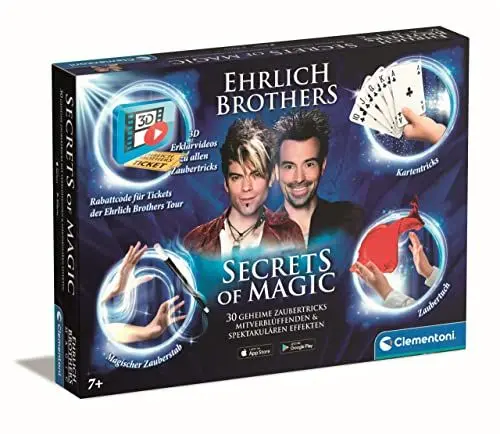 Produktbild: Clementoni Ehrlich Brothers Secrets of Magic - Zauberkasten für Kinder ab 7 Jahren - Magisches Equipment für 30 verblüffende Zaubertricks inkl. 3D Erklärvideos - ideal als Geschenk 59312