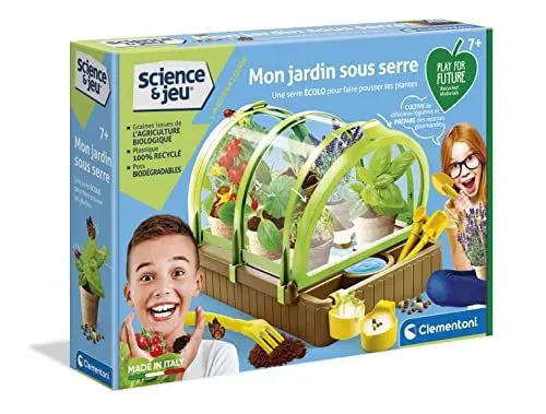 Produktbild: Clementoni - Wissenschaft & Spiel – Mein Garten im Gewächshaus – Modernes Design – Geheimnisse der biologischen Kultur – Komplettset mit Werkzeugen und Spezialtöpfen – für Kinder ab 7 Jahren, 30 x 20