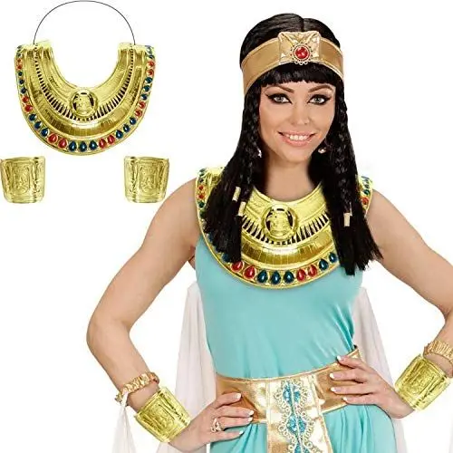Produktbild: W WIDMANN MILANO Party Fashion - Cleopatra-Set, Halsschmuck und zwei Armbändern, ägyptisches Schmuckset, Karneval, Halloween, Mottoparty, Accessoire, Verkleidung