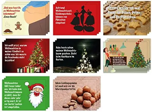 Produktbild: Clever Pool 24 witzige Weihnachtskarten, Postkarten, der etwas andere Gruß mit originellen Sprüchen, 8 lustige Motive (24 Set mit 8 Motiven)