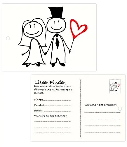 Produktbild: Clever Pool wasserfeste Ballonkarten Hochzeit 25 Glückwunschkarten – extra leicht für langen Flug – biologisch abbaubar – gelocht (25 x Motiv Brautpaar)