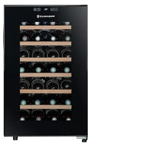 Produktbild: CLIMADIFF- Ultra-leiser Hybrid-Weinkühlschrank CC28F, 28 Flaschen, kleiner Temperier-Servier-Weinschrank, Temperaturbereich 11°C-18°C