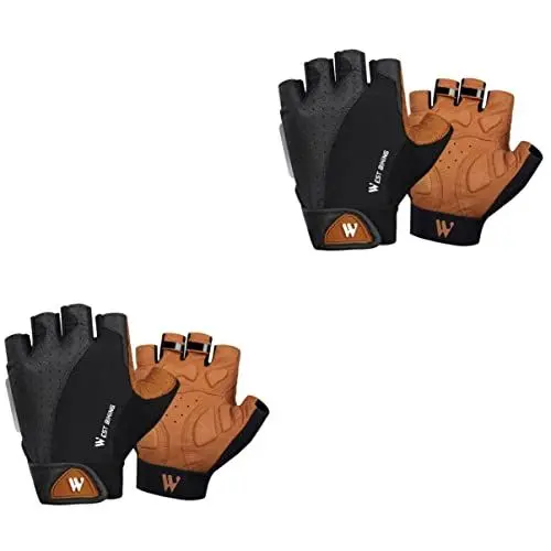 Produktbild: CLISPEED 2 Paar Motorradzubehör Absorptionshandschuhe Motorradhandschuhe Arbeitshandschuh Berg halbfinger Handschuhe Motorcycle Gloves Reithandschuhe Motocross-Handschuhe Fahrrad Ausrüstung