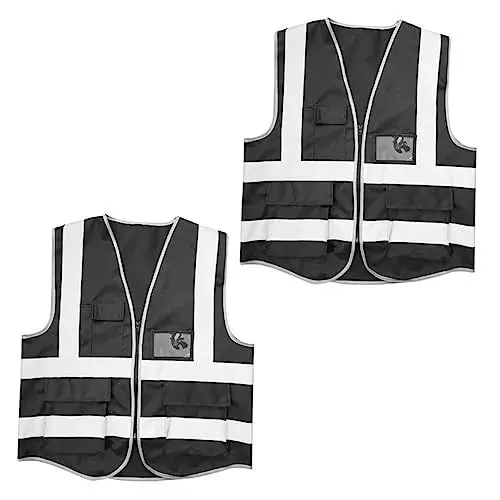 Produktbild: CLISPEED 2st Reflektierende Westen Schwarzer Westenmantel Executive-Weste Tanktops Reflektierende Fahrradweste Reflektierende Laufweste Verkehr Reflektierende Kleidung Reiten Gestrick