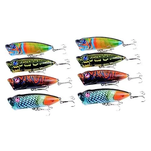 Produktbild: CLISPEED 8 Stück Süßwasser-Angelköder Trolling-Köder Kunststoffschaufel Angelgerät-Sets Löffel-Angelköder Harte Angelköder Schwimmende Köder Lebensechte Swimbaits Bemalte Harte