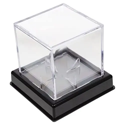 Produktbild: CLISPEED Acryl Vitrine Schaukasten mit Schwarzer Basis: Baseball-Display-Koffer UV-geschütztes Acryl Baseball-Aufbewahrung Baseball-Halter Quadratisch für Modellautos, Figuren | 10.5 x 10.5 x 9.5cm |