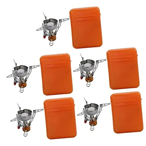 Produktbild: CLISPEED Campingkocher 5 Sets Camping Kochherd Gasherd Brenner Reiseadapter Backpacking Herd Mit Piezozündung Mini Gasherd Kleinherd Kochutensilien Gasherd Rucksack Herd Picknick Werkzeug