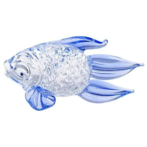 Produktbild: CLISPEED Glasfisch Glasfiguren Fischfigur Mundgeblasenem Glas: Mundgeblasene Tropische Fischfigur im Miniaturformat Meerestierornament Briefbeschwerer Meerestiersammlung Meeresornament Blau