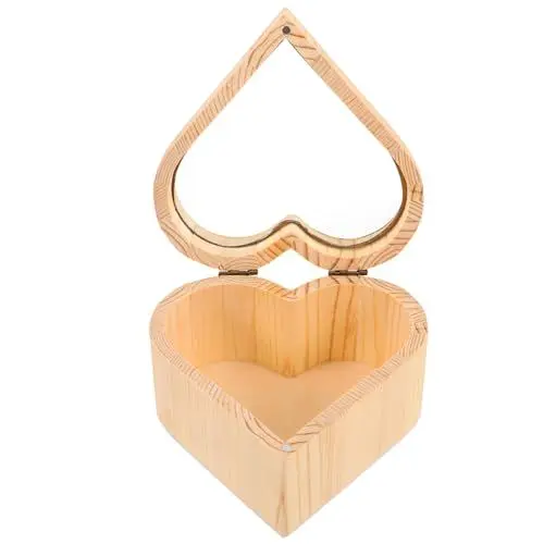 Produktbild: CLISPEED Herzförmige Schmuckbox Aus Holz Mit Spiegel Und Trockenblumen Stilvolle Aufbewahrung Für Schmuck Und Accessoires Als Zur Hochzeit Für Besondere Anlässe
