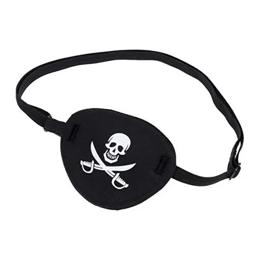 Produktbild: CLISPEED Pirate Eye Patch Pirat Piratenmaske: 3D Verstellbare Elastische Augenklappe, Piratenklappe Augenklappe schwarz für Kinder und Erwachsene an Fasching & Karneval