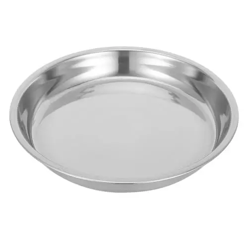 Produktbild: CLISPEED Runde Teller Aus Edelstahl Speiseteller Dessertteller Salatteller Metall-Kuchenform Servierteller Für Die Küche Zu Hause 26 Cm