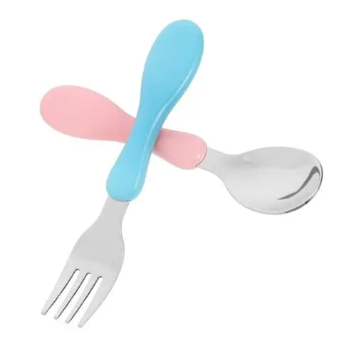 Produktbild: CLISPEED Satz Kindergeschirr babygeschirr babybesteck Kinderbesteck mit Tiermotiven Kinderbesteck-Set kinderbesteck Set Kindergabeln Kinderbesteck Edelstahl Babylöffel Kunststoff