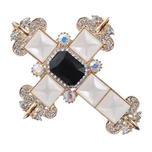 Produktbild: CLISPEED Unisex Strass Kreuz Brosche Anstecknadel Für Frauen Und Mädchen Christlicher Schmuck Für Partykleidung Und Religiöse Veranstaltungen Stilvolles Accessoire Für Besondere