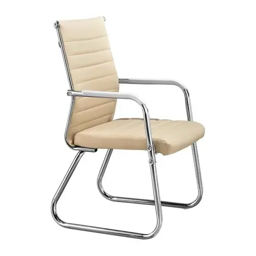 Produktbild: CLLXDZ Konferenzstuhl, Besucherstuhl aus PU-Leder mit Metallfuß, Stühle for Wartezimmer, Konferenzräume, Empfangsbereiche und mehr, stilvolles Design(Beige)