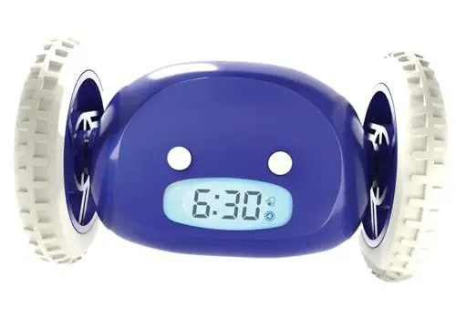 Produktbild: CLOCKY Lauter Wecker Digital Wecker Laut für tiefschläfer Erwachsene Jugendliche Lustig für schwerhörige schwere Schläfer auf Rädern Weglaufen Fahrender Springen Wegrollen Lustiges Geschenk (Navy)