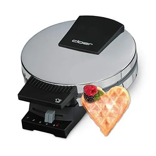 Produktbild: Cloer 185 Waffeleisen für eine Herzwaffel, 930 W, Waffelgröße 16 cm, schwere Backplatten, optische und akustische Fertigmeldung, Edelstahlgehäuse, Edelstahl, Chrom